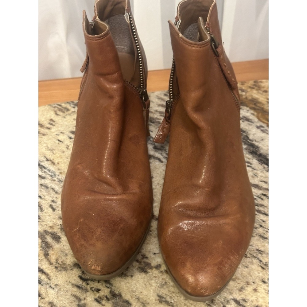 Frye Judith Bootie Sz7.5 Cognac Brown Zip Ankle Bootie‎ Cowgirl, Southwest,Rodeo